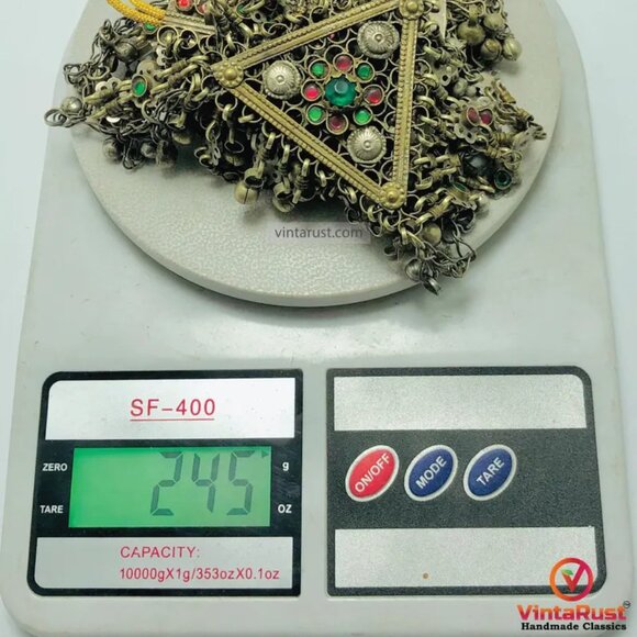 Multilayers Bib Necklace, Tribal Afghan Ethnic Handmade Kuchi Bib Necklace - Picture 8 of 8